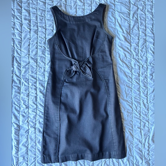 Anthropologie Holding Horses Sleeveless Blue Denim Ribboned Dress Size 2 - Picture 1 of 11